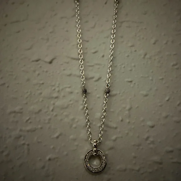 Lagos Spark diamond circle necklace. Sterling Silver - Picture 2 of 5